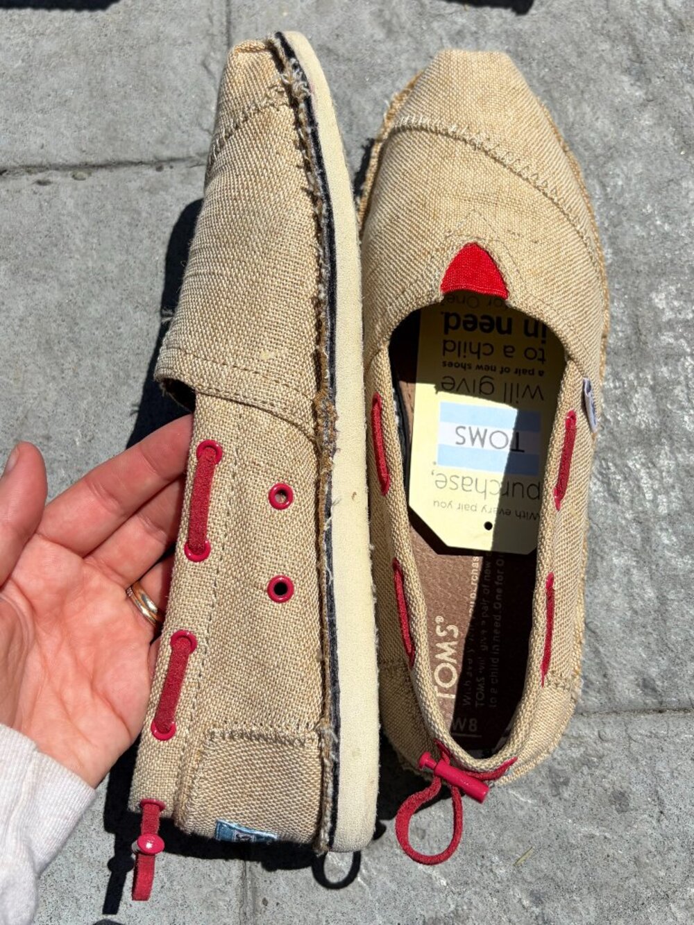 TOMS Stitchouts Burlap Bimini Slip On Boat Shoes Size 8